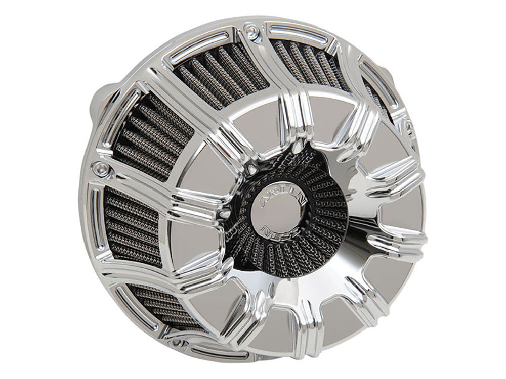 10-Gauge Air Cleaner Kit - Chrome. Fits Softail 2000-2015, Dyna 1999-2017, Touring 1999-2007 with CV Carb or Cable Operated Delphi EFI