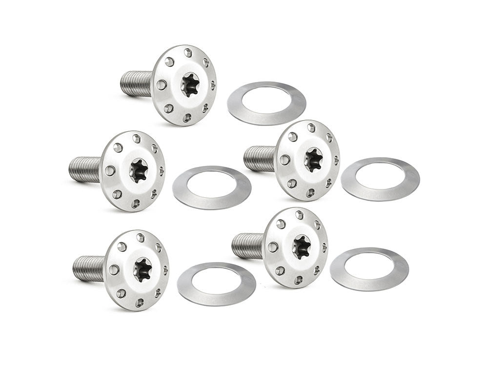 Titanium Holeshot Front Brake Rotor Bolts - Polished. Fits Most Touring 2014-2024 with Spoke Mounted Disc