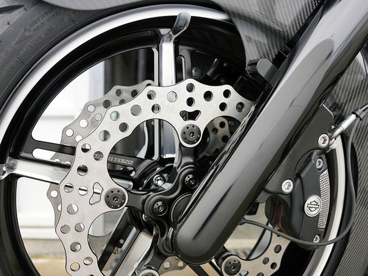Titanium Holeshot Front Brake Rotor Bolts - Black. Fits Street Glide & Road Glide 2024up with Spoke Mounted Disc, Sportster S 2021up & Pan America 2021up with Cast Mag Wheel