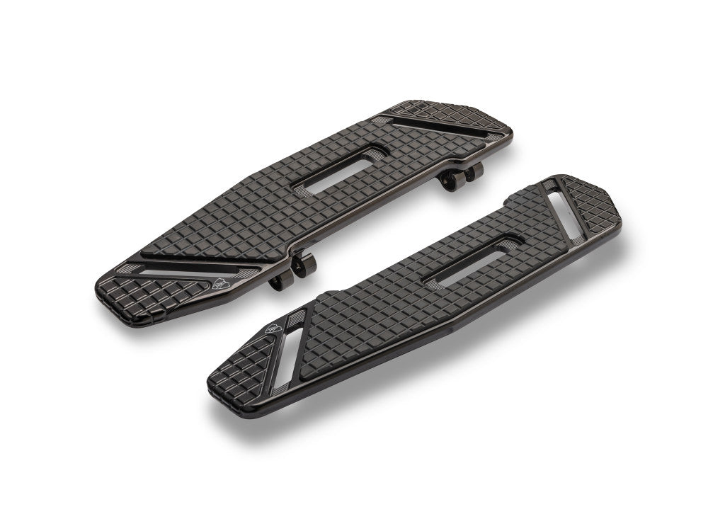 SpeedLiner Front Floorboards - Black. Fits Touring 1980up, FL Softail 1986-2017 & Dyna Switchback 2012-2016