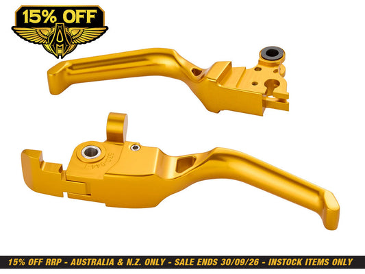 Method Levers - Gold. Fits CVO Touring 2023up, Street Glide & Road Glide 2024up, Touring 2025up