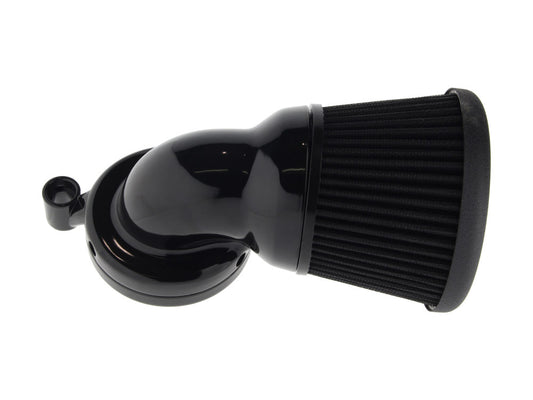 Velocity 90° Air Cleaner Kit - Black. Fits Softail 2000-2015, Dyna 1999-2017, Touring 1999-2007 with CV Carb or Cable Operated Delphi EFI