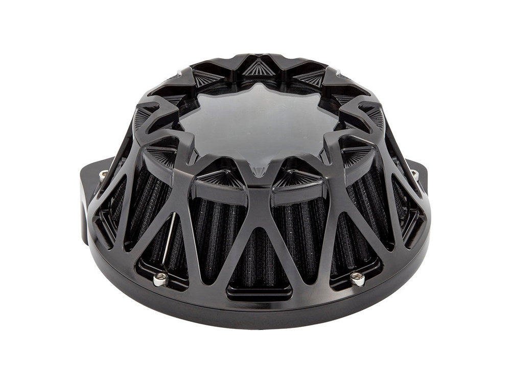 Crossfire Air Cleaner Kit - Black. Fits Softail 2000-2015, Dyna 1999-2017, Touring 1999-2007 with CV Carb or Cable Operated Delphi EFI