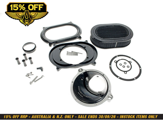 Stage 2 Oval Performance Air Filter Upgrade Kit - Carbon Fibre. Fits Touring 2017-2024 & Softail 2018-2024 with Ventilator/Oval Air Cleaner