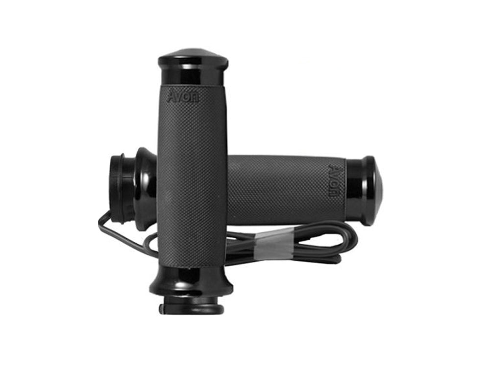 Heated Custom Contour Handgrips - Black. Fits Big Twin 2008-2024 with Throttle-by-Wire