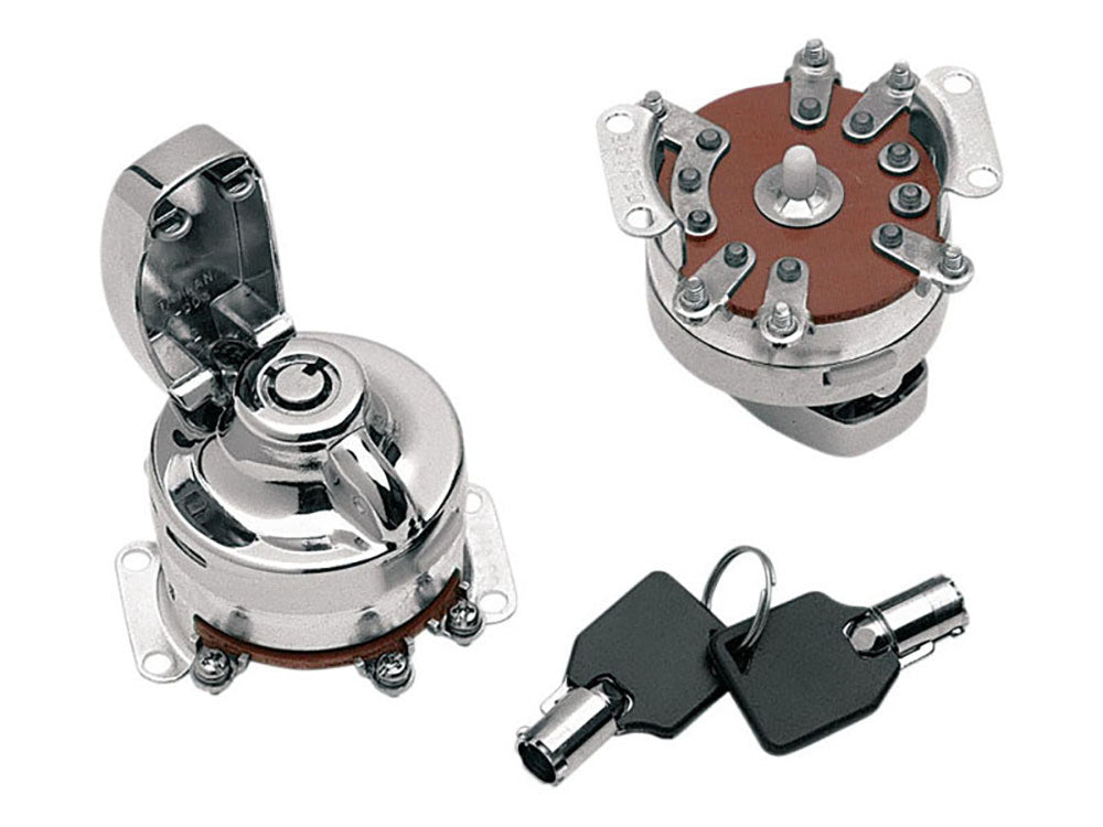 Ignition Switch - Chrome. Fits Big Twin 1936-1995.