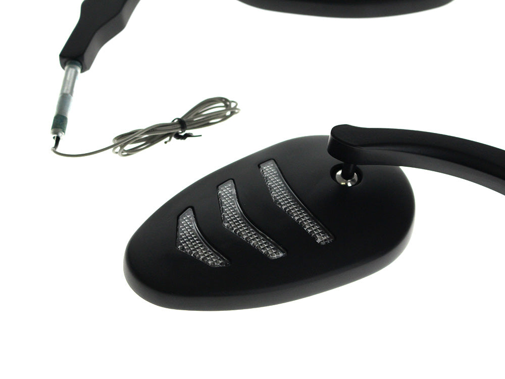 Sleek Billet Directional Mirrors with LED Indicators - Black