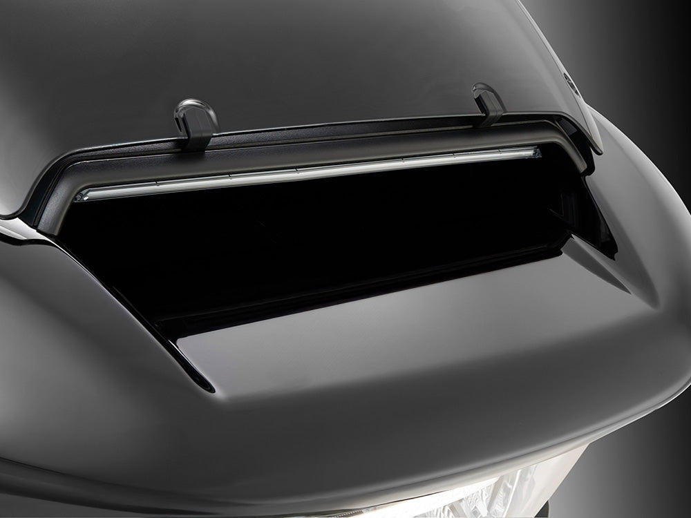 LED Fairing Vent Insert With Amber & White LED's - Gloss Black with Smoked Lens. Fits Road Glide 2024up & CVO Roadglide (inc 'STin.) 2023up.