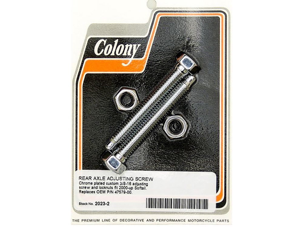 Rear Axle Adjusting Kit with Dome Adjuster Bolts & Nuts - Chrome. Fits Softail 2000-2007.