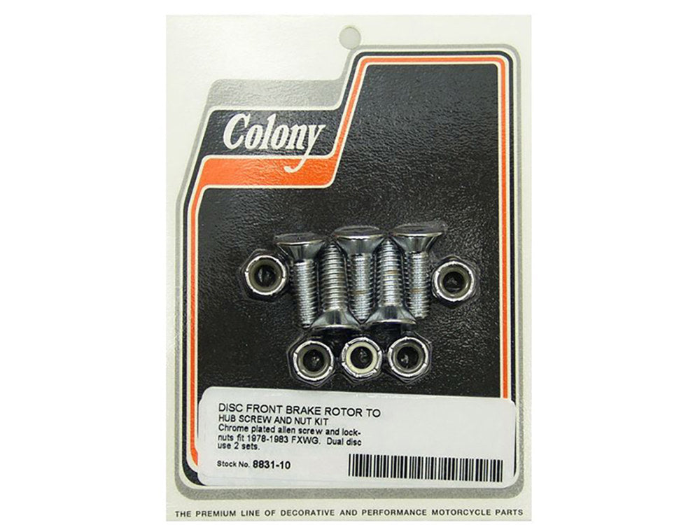 Front Disc Rotor Bolts - Chrome. Fits FXWG 1978-1983.
