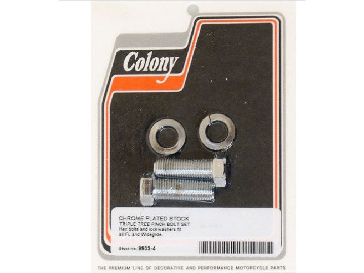 Lower Triple Tree Pinch Bolts - Chrome. Fits Wide Glide 1949-2017