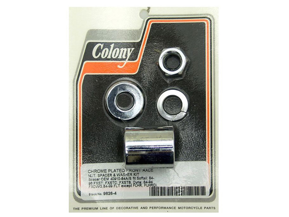 Front Axle Spacer Kit - Chrome. Fits FX Softail 1984-1995, Dyna Wide Glide 1993-1995 & Touring 1984-1995
