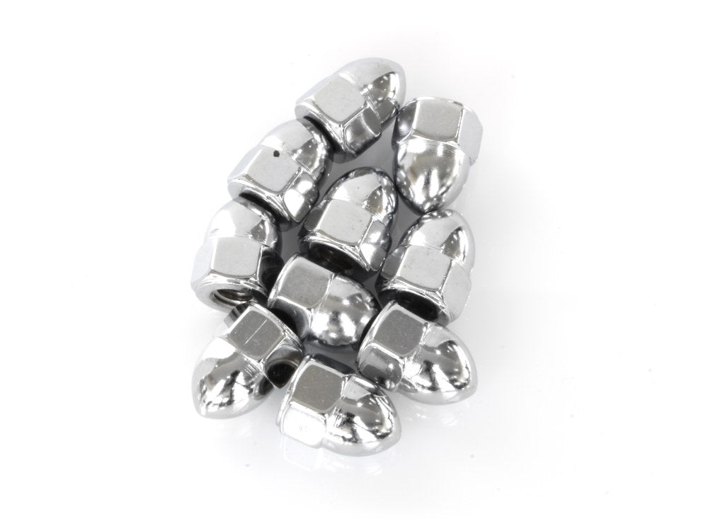 1/4-20 UNC Acorn OEM Style Nuts - Chrome. Pack 10.