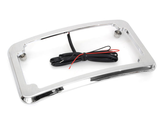 Curved Number Plate Frame with Number Plate Light Only - Chrome.