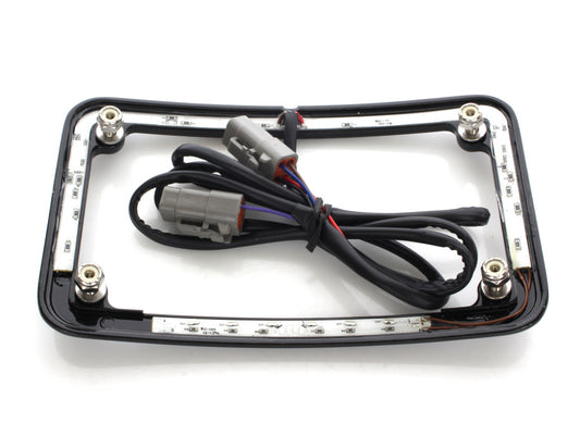 Curved Slick Signal Run, Turn, Brake & Number Plate Frame - Black. Fits Softail 2011-2017.