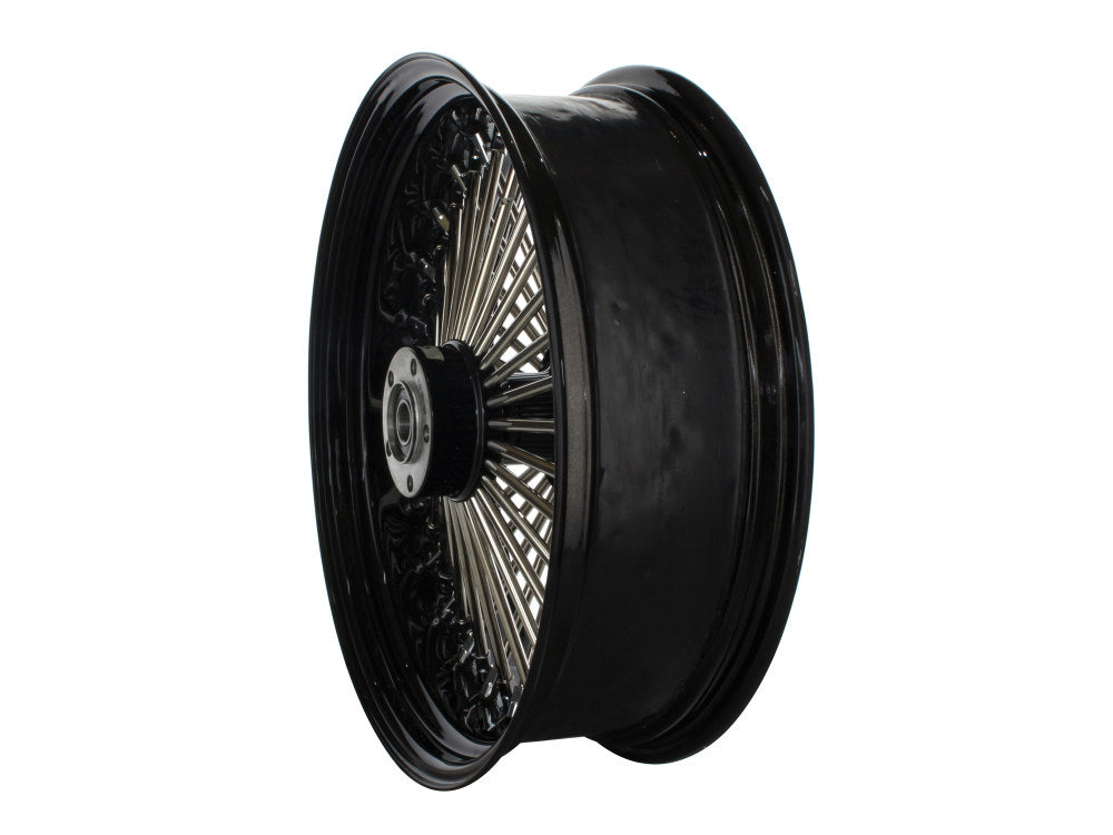 18in. x 5.5in. Mammoth Fat Spoke Rear Wheel - Gloss Black & Chrome. Fits Dyna 2012-2017 & Sportster 2014-2021.