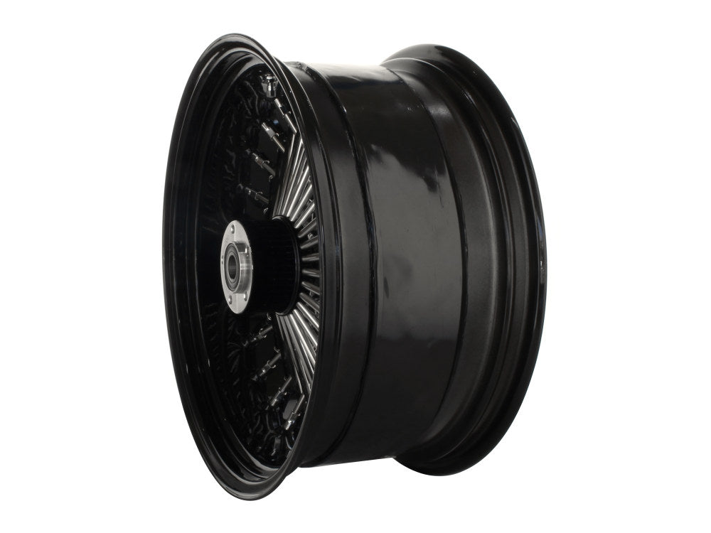 18in. x 8.5in. Mammoth Fat Spoke Rear Wheel - Gloss Black & Chrome. Fits Softail Breakout 2013-2017 & Rocker 2011.