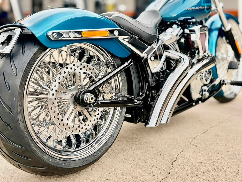 18in. x 8.5in. Mammoth Fat Spoke Rear Wheel - Chrome. Fits Breakout, Fat Boy & FXDR 2018up Models with ABS.
