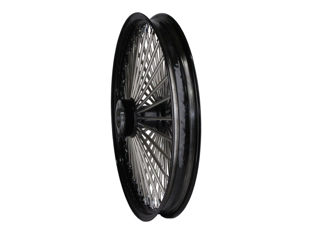21in. x 2.15in. Mammoth Fat Spoke Front Wheel - Gloss Black & Chrome. Fits Mid Glide Dyna 2012-2017 & FX Softail 2018up.
