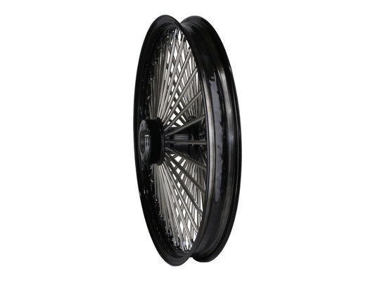 21in. x 2.15in. Mammoth Fat Spoke Front Wheel - Gloss Black & Chrome. Fits Mid Glide Dyna 2012-2017 & FX Softail 2018up.
