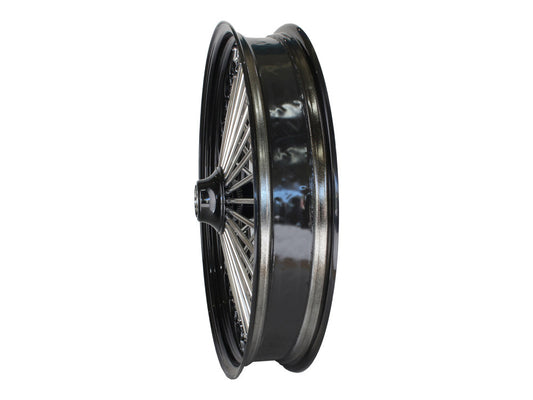 21in. x 3.5in. Mammoth Fat Spoke Front Wheel - Gloss Black & Chrome. Fits Softail Heritage 2011up, Deluxe 2011-2020, Slim 2012-2021 & Fatboy 2011-2017