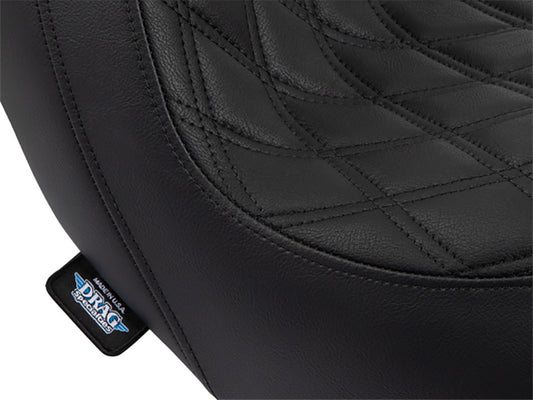Performance Predator Dual Seat with Black Double Diamond Lattice Stitch. Fits Sport Glide & Low Rider 2018up, Low Rider S 2020up & Low Rider ST 2022up