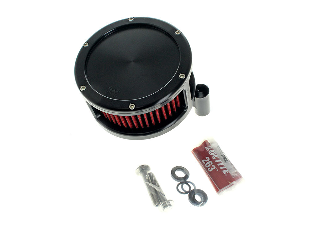BA Air Cleaner Kit - Black with Solid Cover & Red Filter. Fits Touring 2008-2016, Softail 2016-2017, CVO Softail 2011-2017 & Dyna Low Rider S 2016-2017 with Throttle-by-Wire