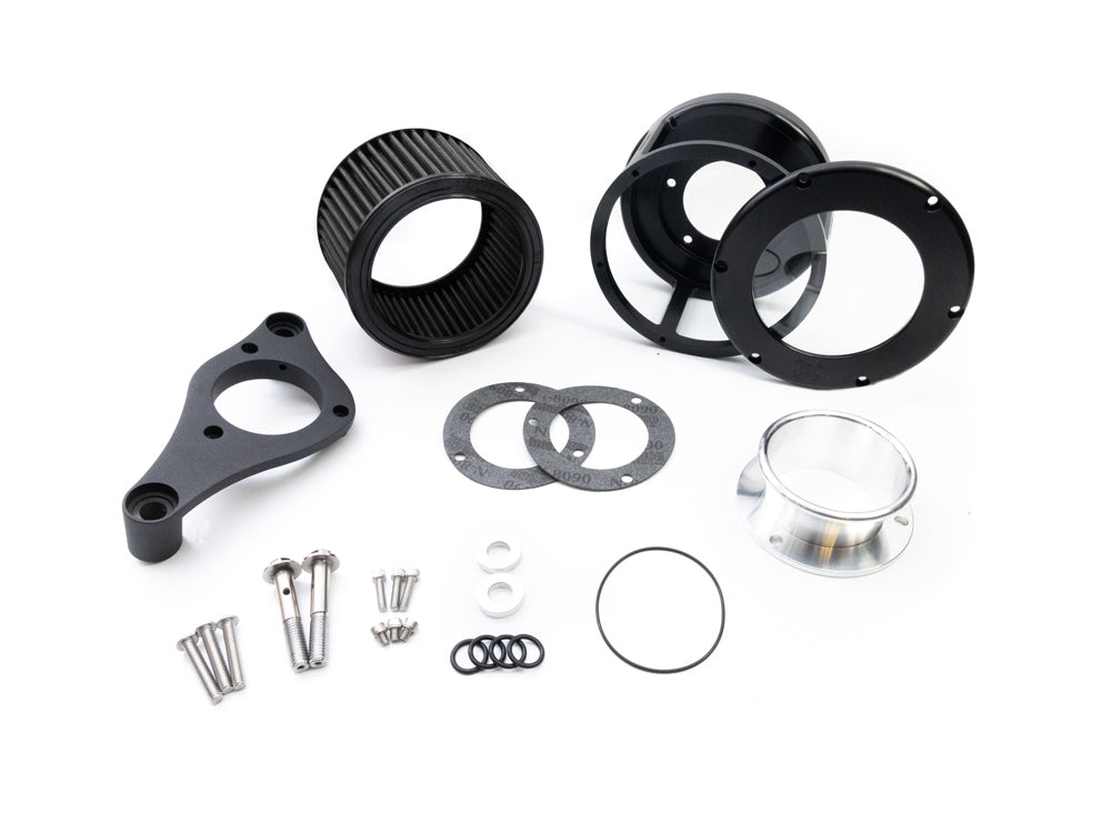 BA Race Series Air Cleaner Kit - Black with Clear Cover. Fits Softail 2018-2024 with Mid Mount Controls