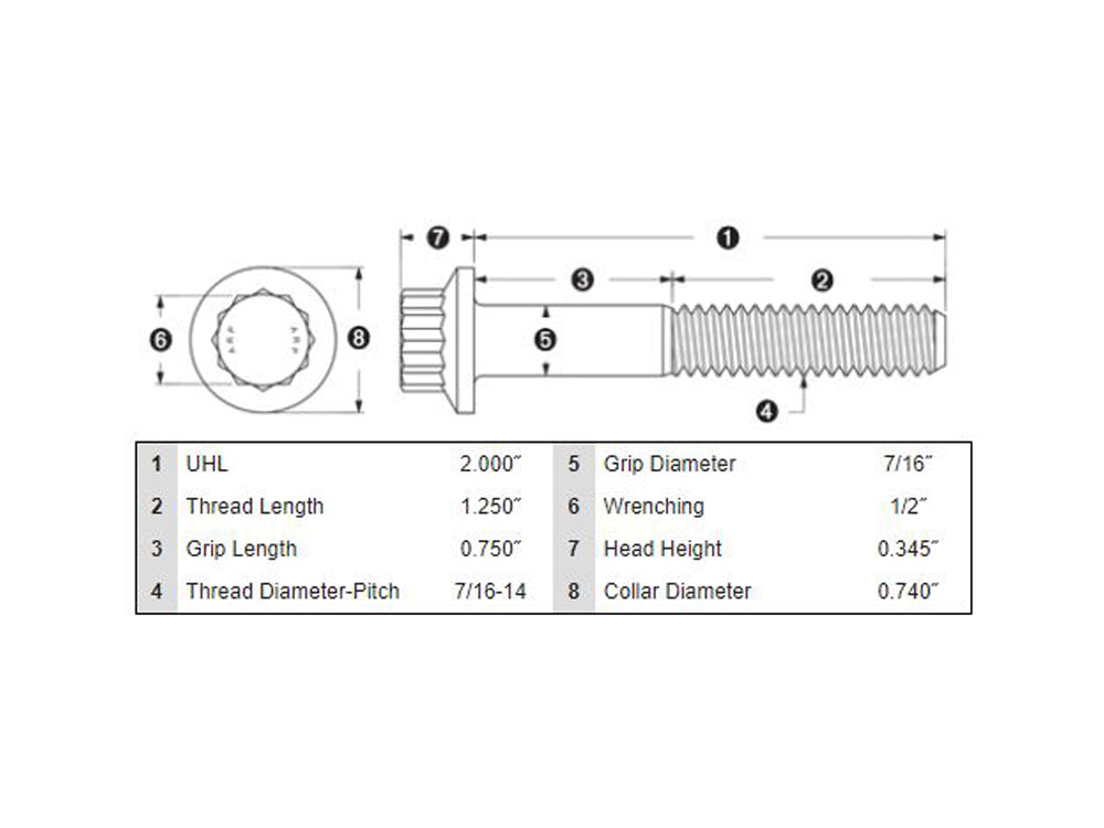 Rear Pulley Bolts - Black 12 Point ARP. 7/16in.-14 x 2.00in.
