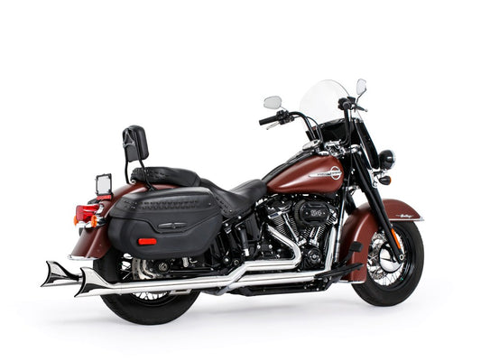 36in. True Dual SharkTail Exhaust - Chrome. Fits Softail 2018up with Non-240 Rear Tyre