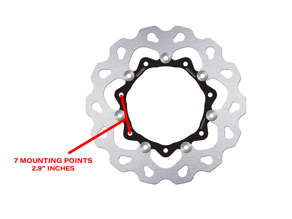 11.8in. Front Floating Wave Disc Rotor - Stainless Steel. Fits Touring 2014-2023 with HD Agitator Wheel.