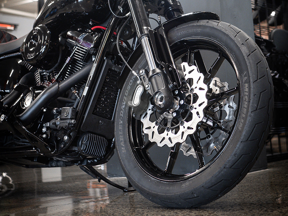 11.8in. Front Wave Floating Disc Rotor - Black. Fits Dyna 2006-2017, Softail 2015up, Sportster 2014-2021 & Some Touring 2008-2023