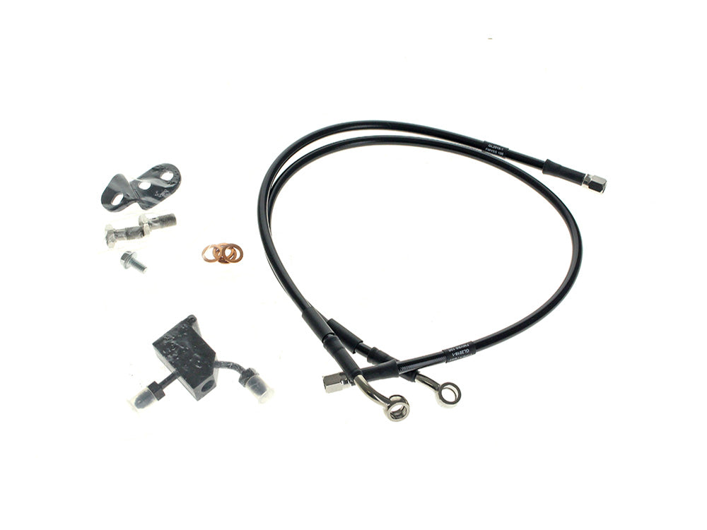 Rear Brake Line - Black. Fits Softail 2000-2006