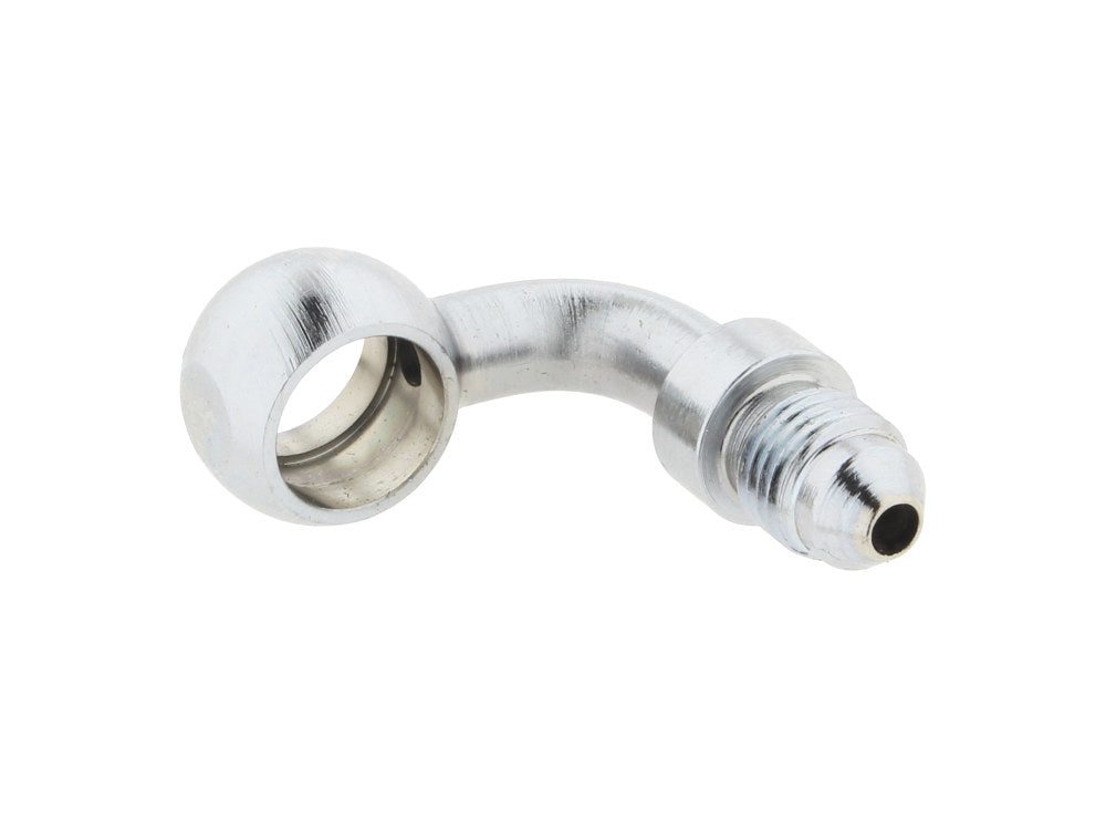Chrome 7/16in. ID, 90 Degree Banjo - Male #3 End.