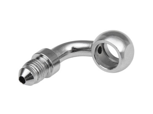 Chrome 3/8in. (10mm) ID, 90 Degree Banjo - Male #3 End.