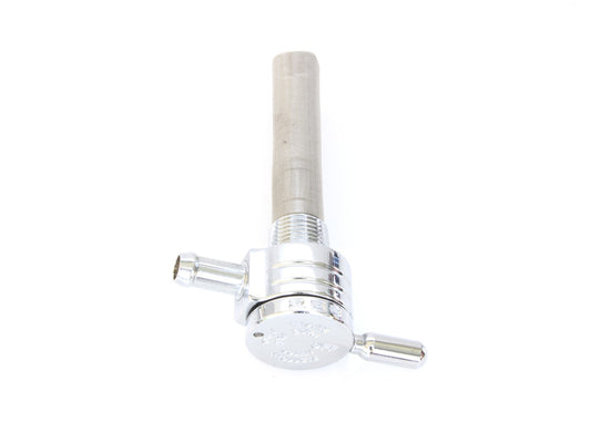 High-Flow Fuel Tap / Petcock with 3/8in. NPT Thread & 5/16in. Inward Facing Fuel Outlet - Chrome