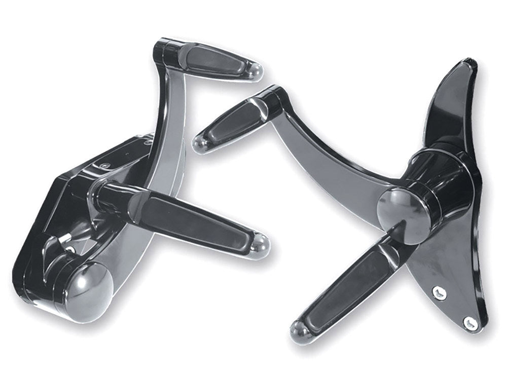 Extended Length Forward Controls with Folding Rubber Inlay Pegs - Black. Fits Dyna 1991-2017.