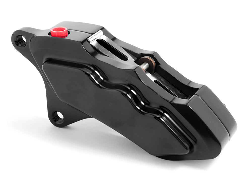 Left Hand Front 6 Piston Caliper - Black. Fits Softail 2015up, V-Rod 2006-2017, Touring 2008up & Sportster 2014-2021