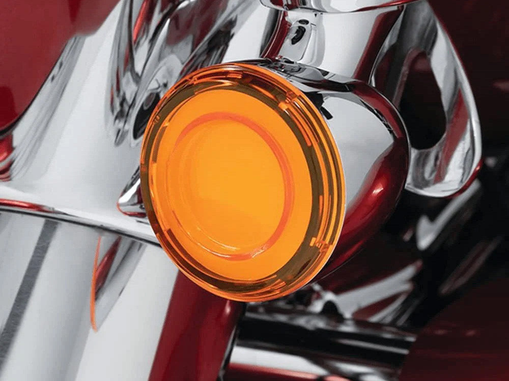FusionFX Turn Signal Inserts. Amber LED, Amber Lenses. Fits Front and Rear on most Models With OEM Bullet Style Indicators 2002up.
