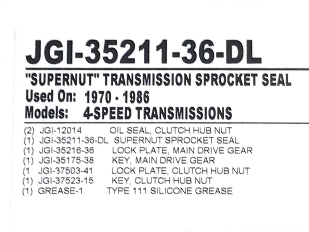 Transmission Super Nut Seal. Fits 4Spd Big Twin 1970-1986.