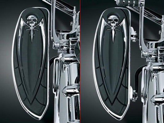 Front Floorboard Relocation Brackets - Chrome. Fits FL Softail 2000-2017.