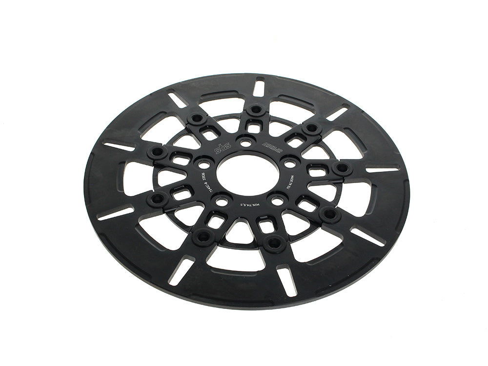 11.5in. Rear 9-Spoke Disc Rotor - Polished Band & Black Carrier. Fits Big Twin 2000up & Sportster 2000-2010.