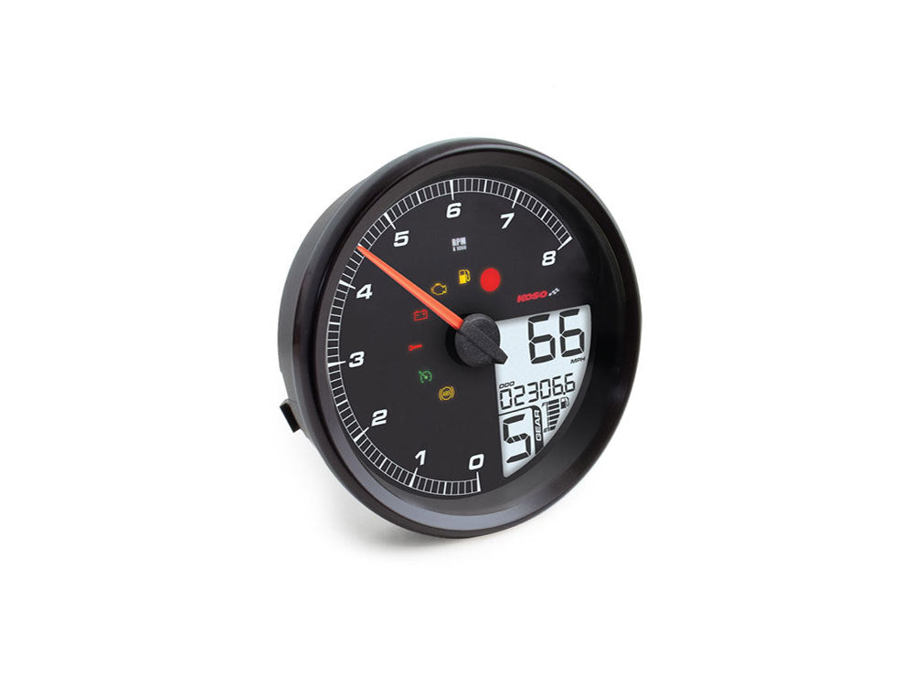 4-1/2in. Tank Mount Speedometer with Tachometer - Black. Fits Softail 2004-2010, Dyna Fat Bob 2008-2011 & Wide Glide 2006-2008 & Road King 2004-2013.