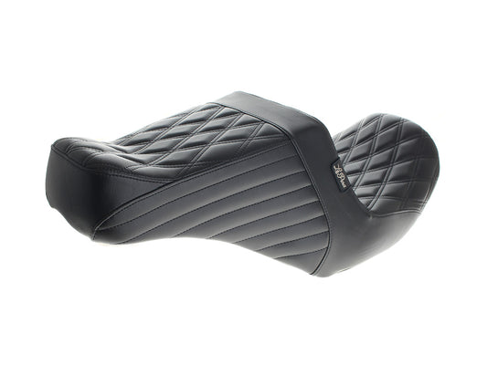 TailWhip Daddy Long Legs Dual Seat with Black Double Diamond Stitch - Extended Reach. Fits CVO Touring 2023up, Street Glide & Road Glide 2024up, Touring 2025up