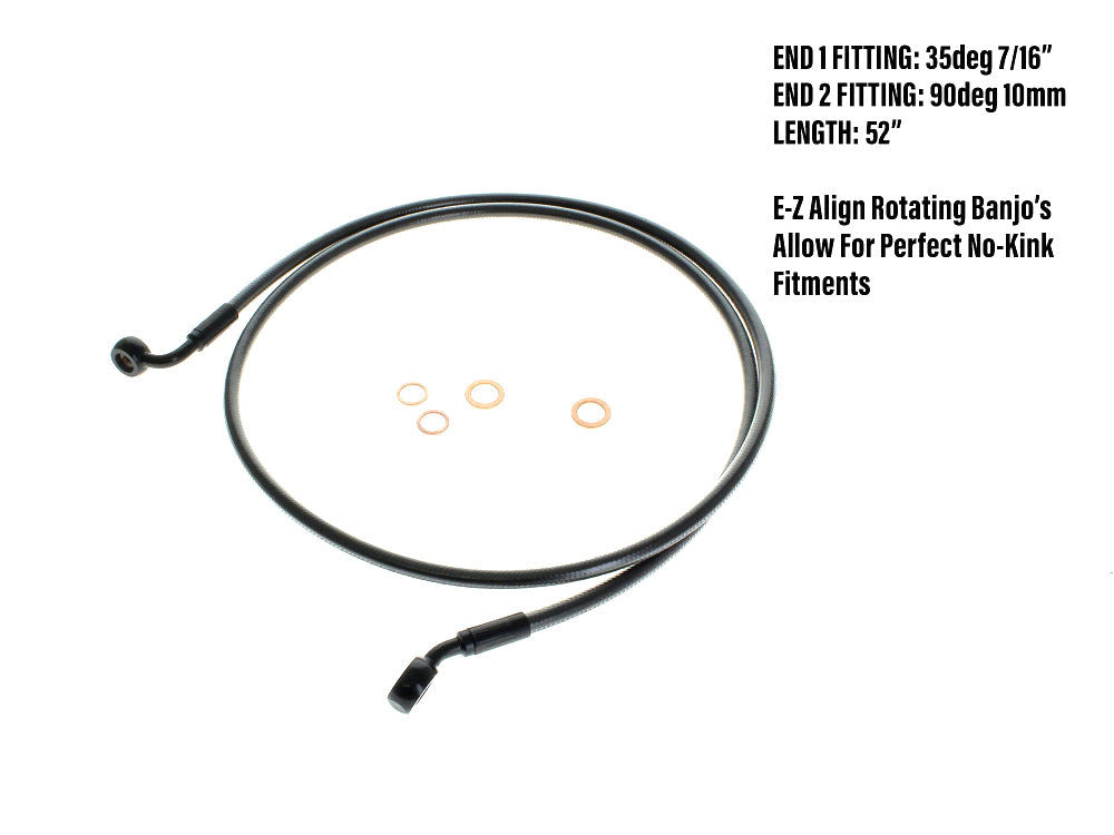 52in. E-Z Align Front Brake Line with 7/16in. x 35 Degree Banjo - Black Pearl.