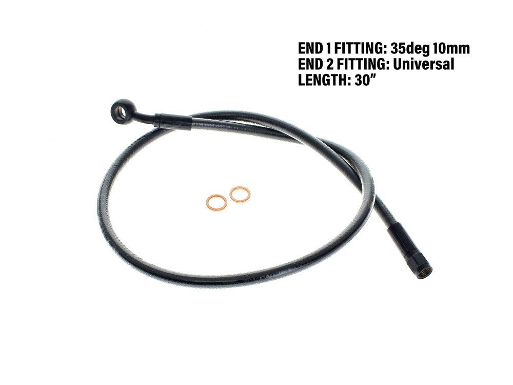 30in. Upper Front Brake Line with 10mm x 35 Degree Banjo - Black Pearl.