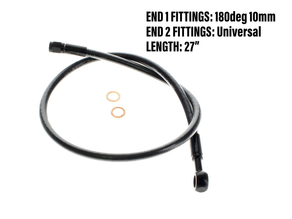 27in. Upper Front Brake Line with 10mm x 180 Degree Banjo - Black Pearl.