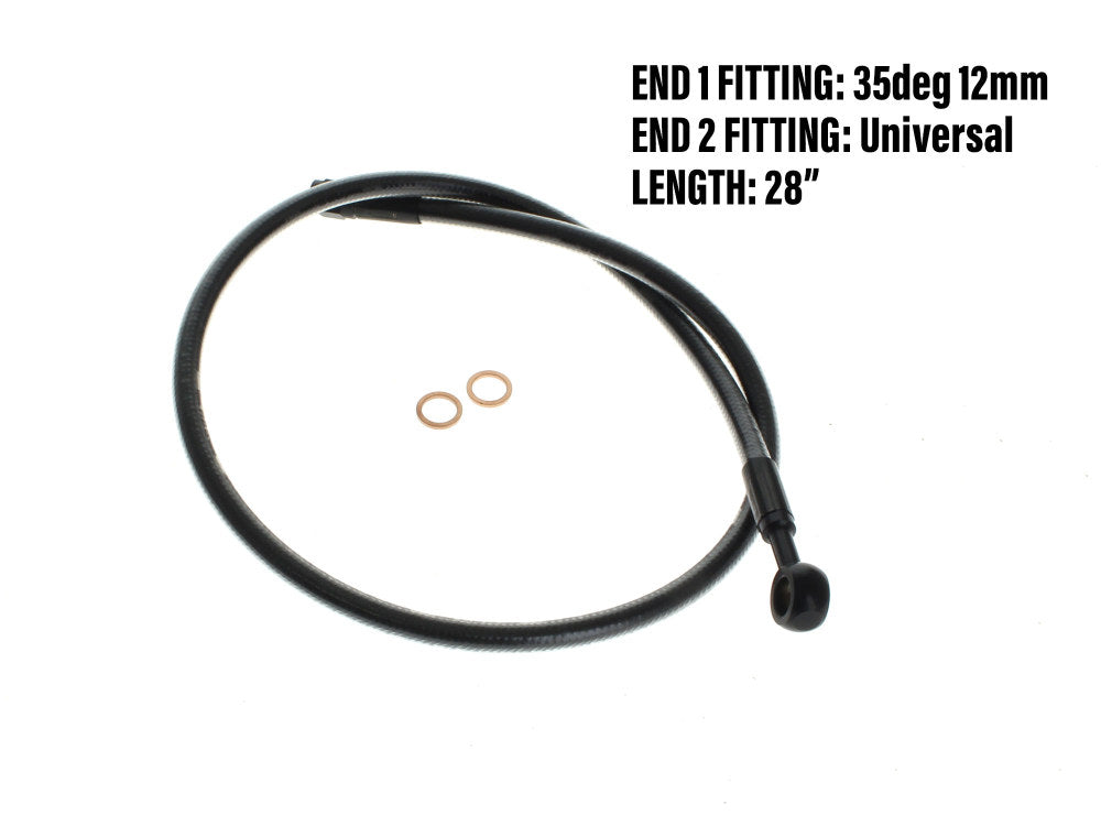 30in. Upper Front Brake Line with 10mm x 180 Degree Banjo - Black Pearl.