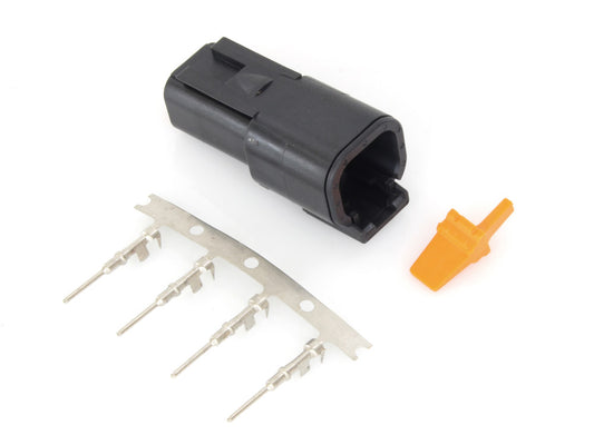 DTM 4-Position Deutsch Recepticle with (4) Stamped Terminals & Wedgelock - Black.