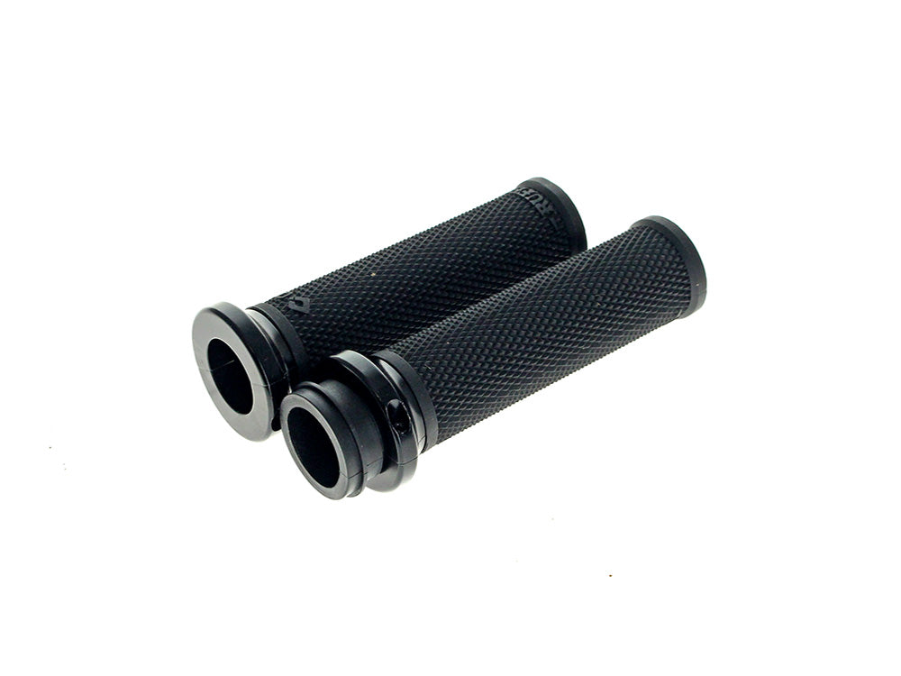 Ruffian Lock-On Handgrips - Black/Black. Fits Big Twin 2008-2024 with Throttle-by-Wire